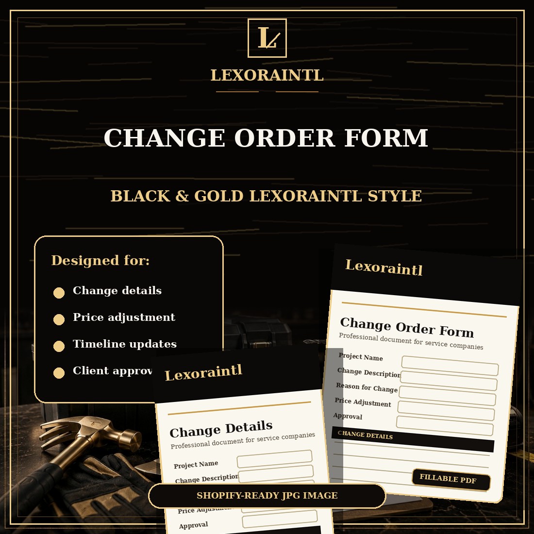 Handyman Change Order Form Template — Fillable PDF