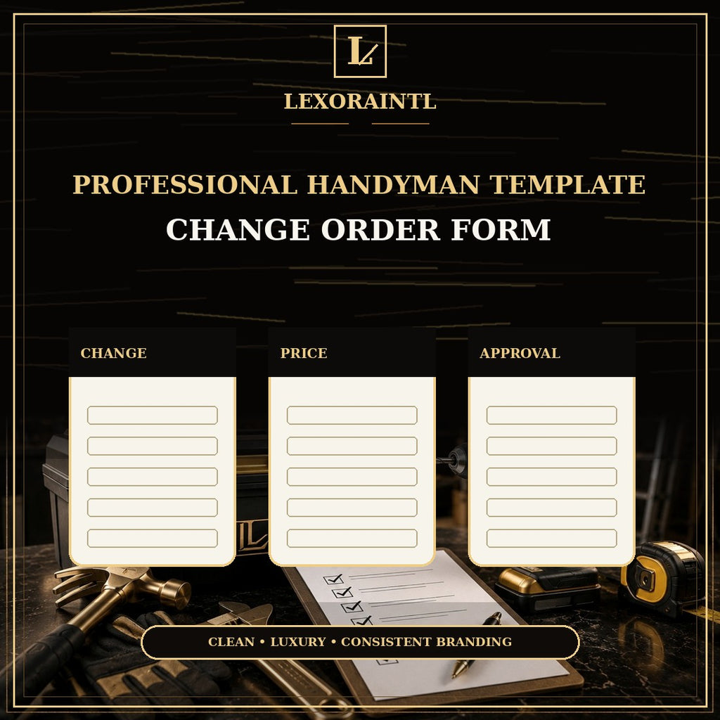 Handyman Change Order Form Template — Fillable PDF