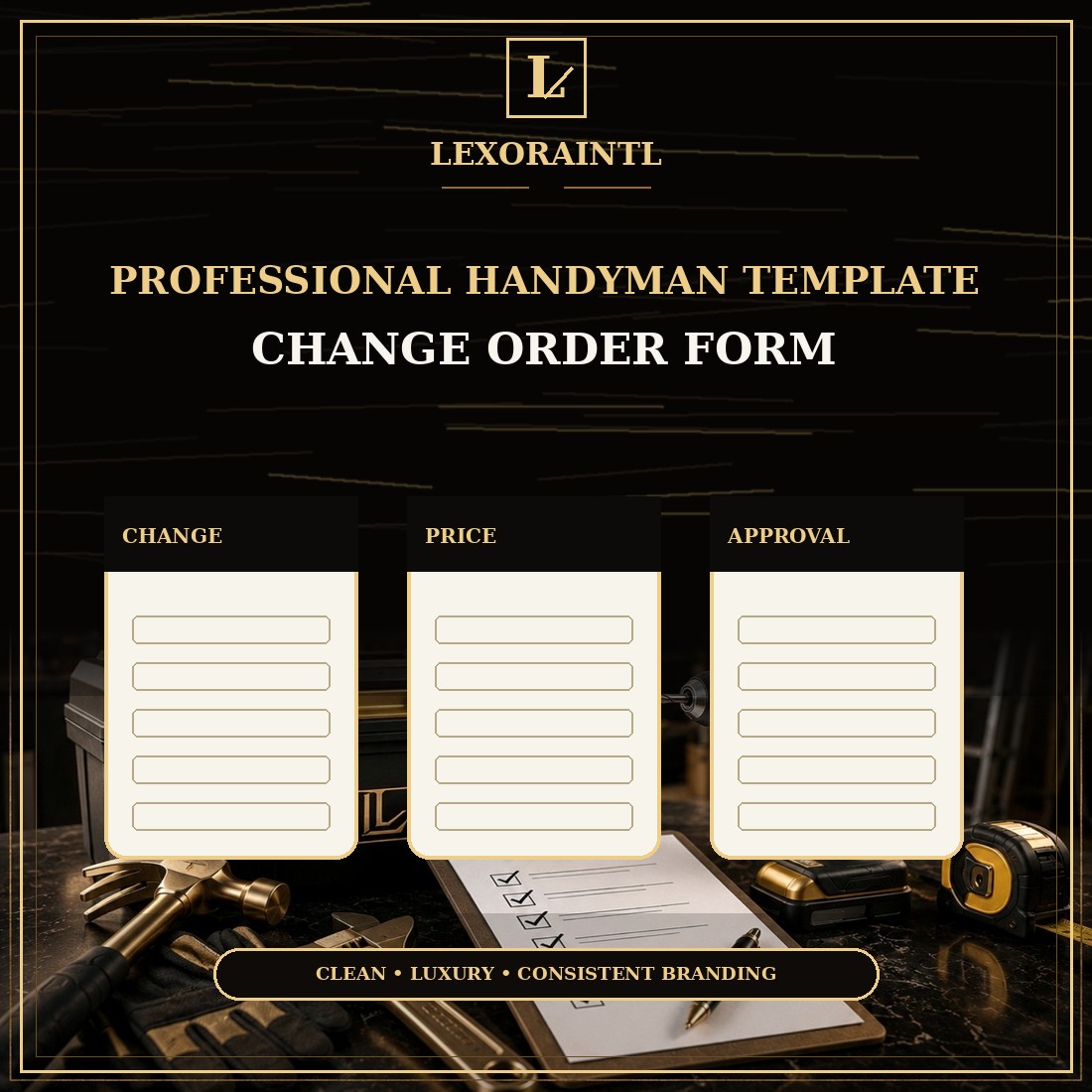 Handyman Change Order Form Template — Fillable PDF