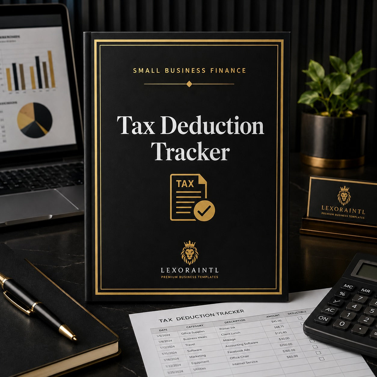 Tax Deduction Tracker Template | Fillable Small Business Finance PDF