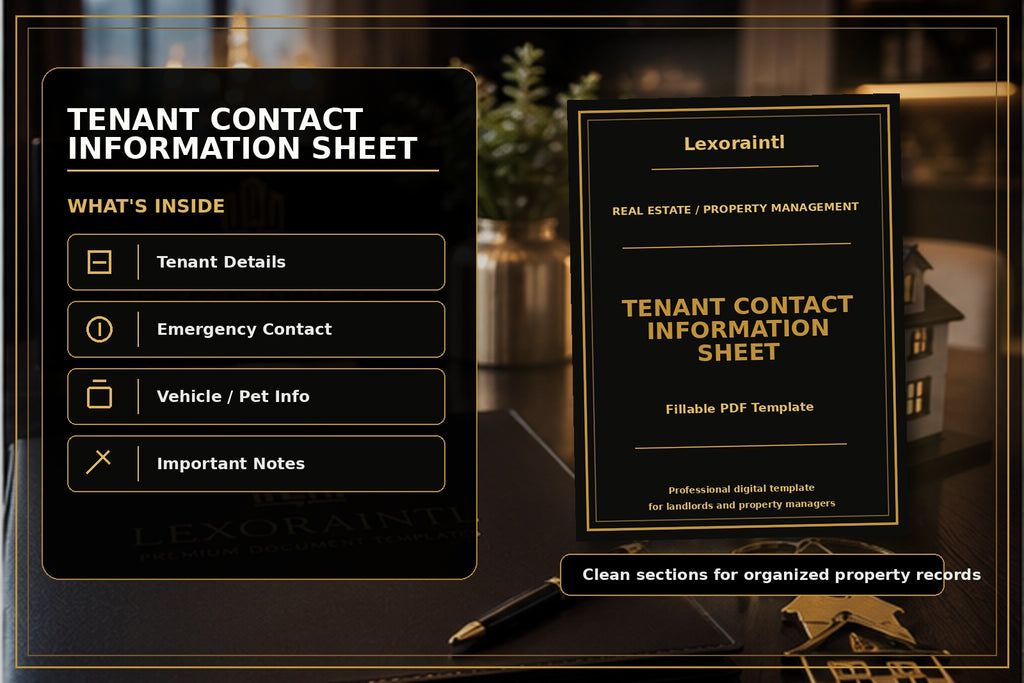 Tenant Contact Information Sheet Template | Fillable PDF for Landlords & Property Managers