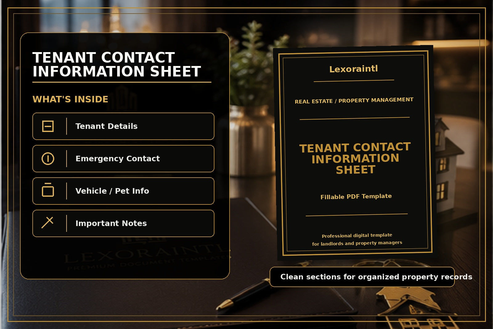 Tenant Contact Information Sheet Template | Fillable PDF for Landlords & Property Managers