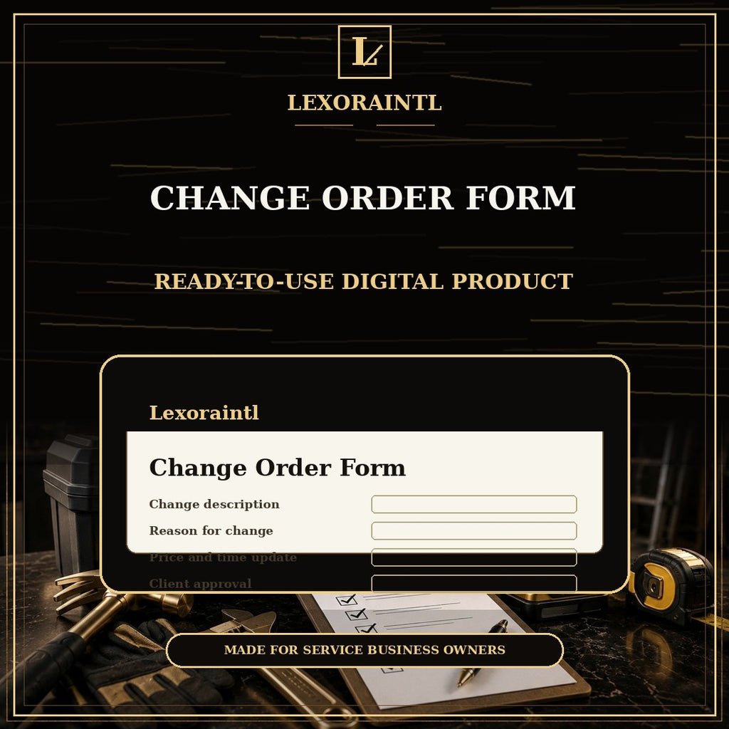 Handyman Change Order Form Template — Fillable PDF