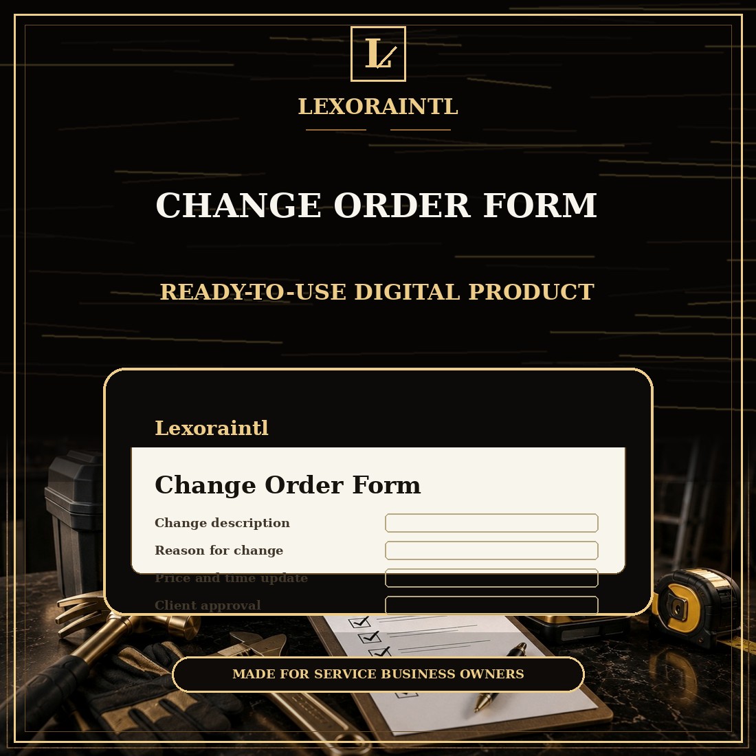 Handyman Change Order Form Template — Fillable PDF