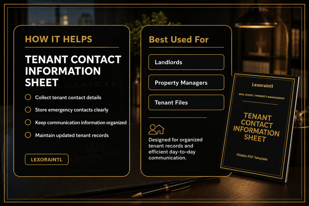 Tenant Contact Information Sheet Template | Fillable PDF for Landlords & Property Managers