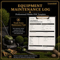 Landscaping Equipment Maintenance Log Template – Fillable PDF