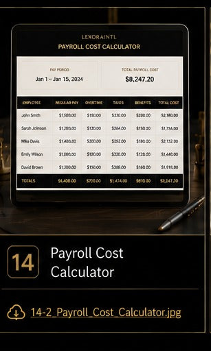 Payroll Cost Calculator Template | Fillable Small Business Finance PDF