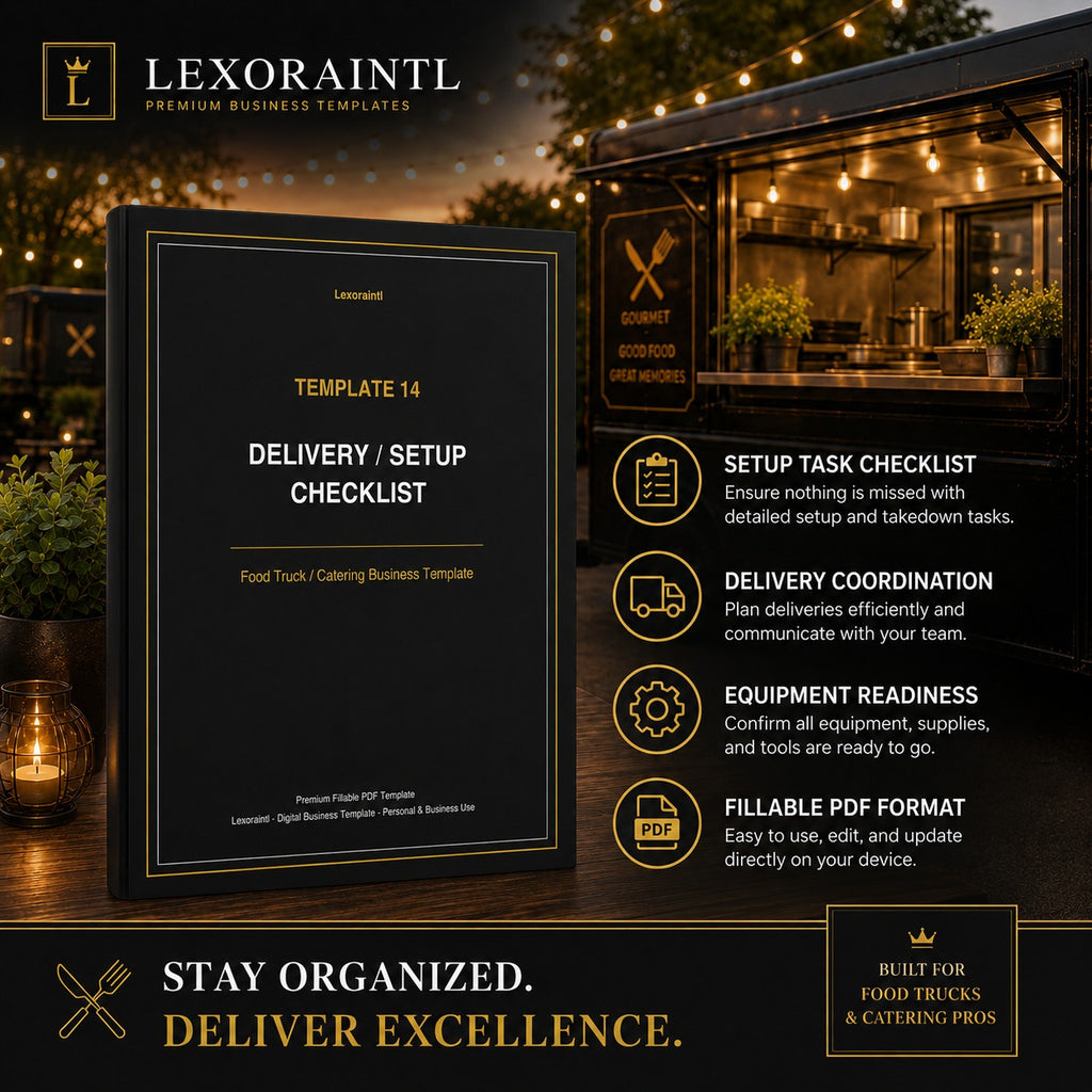 Delivery / Setup Checklist Template — Fillable PDF