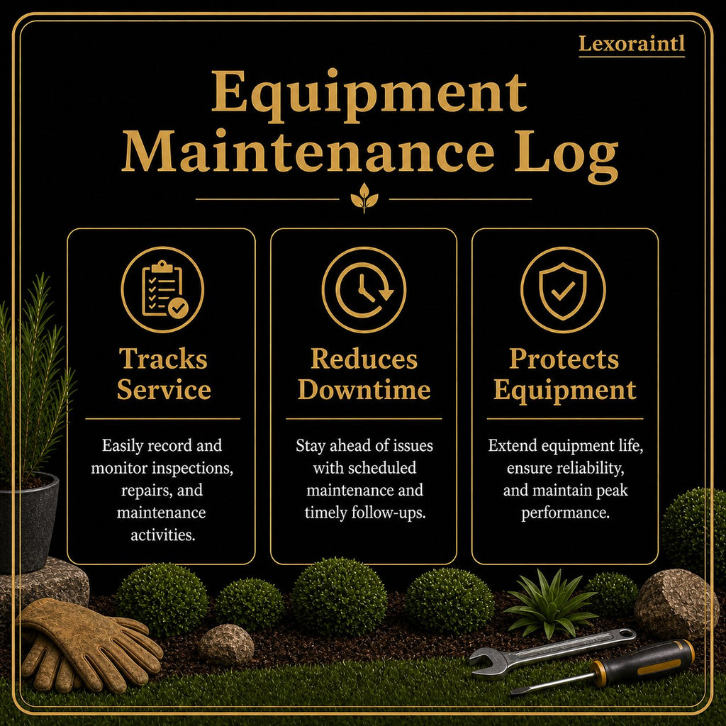 Landscaping Equipment Maintenance Log Template – Fillable PDF