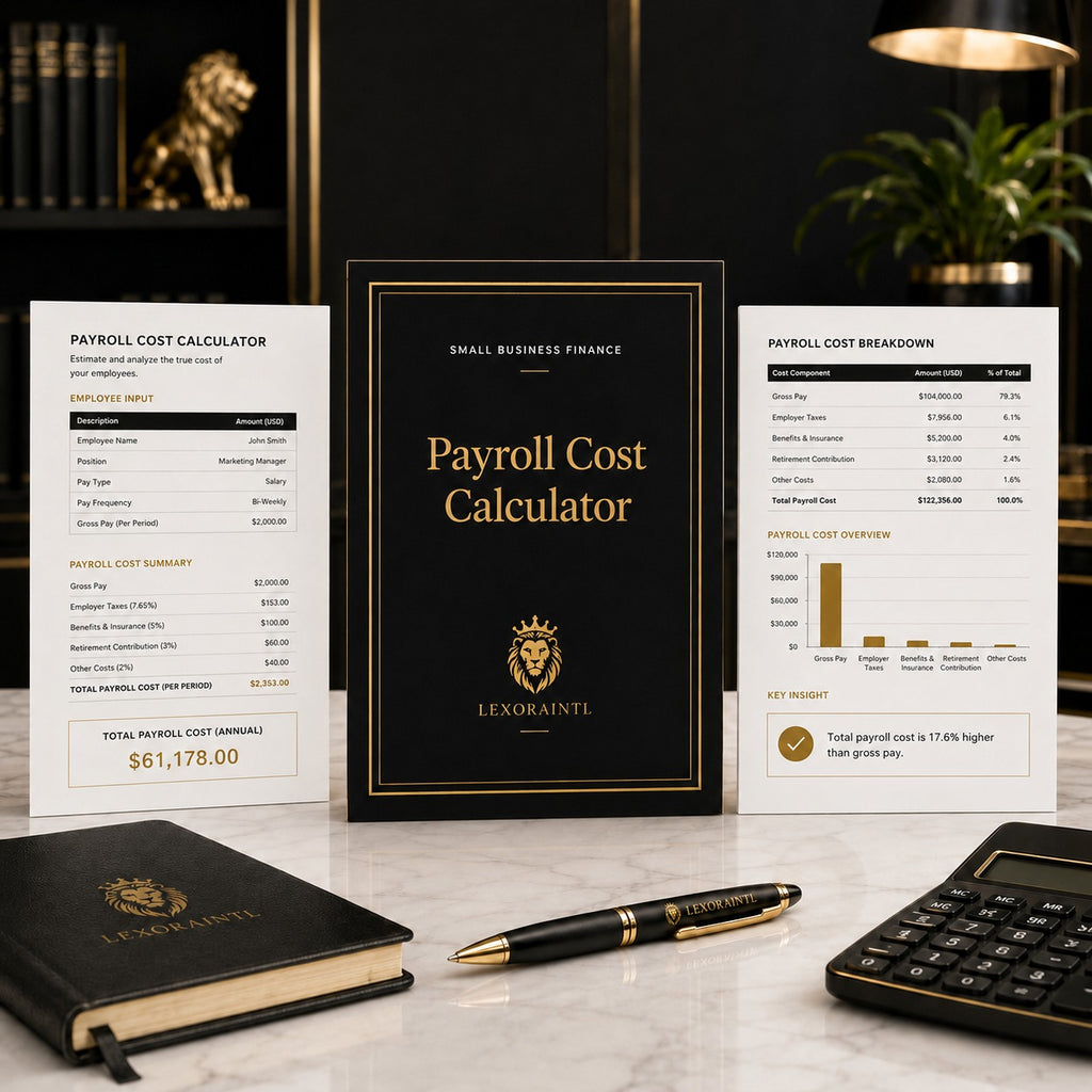 Payroll Cost Calculator Template | Fillable Small Business Finance PDF