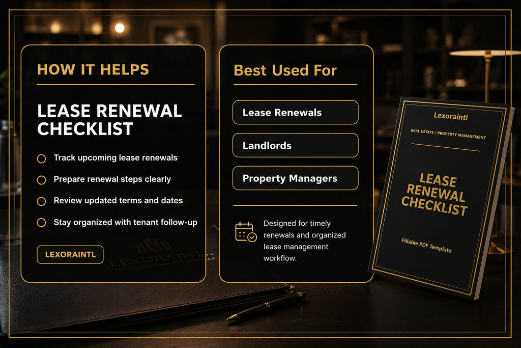 Lease Renewal Checklist Template | Fillable PDF for Landlords & Property Managers