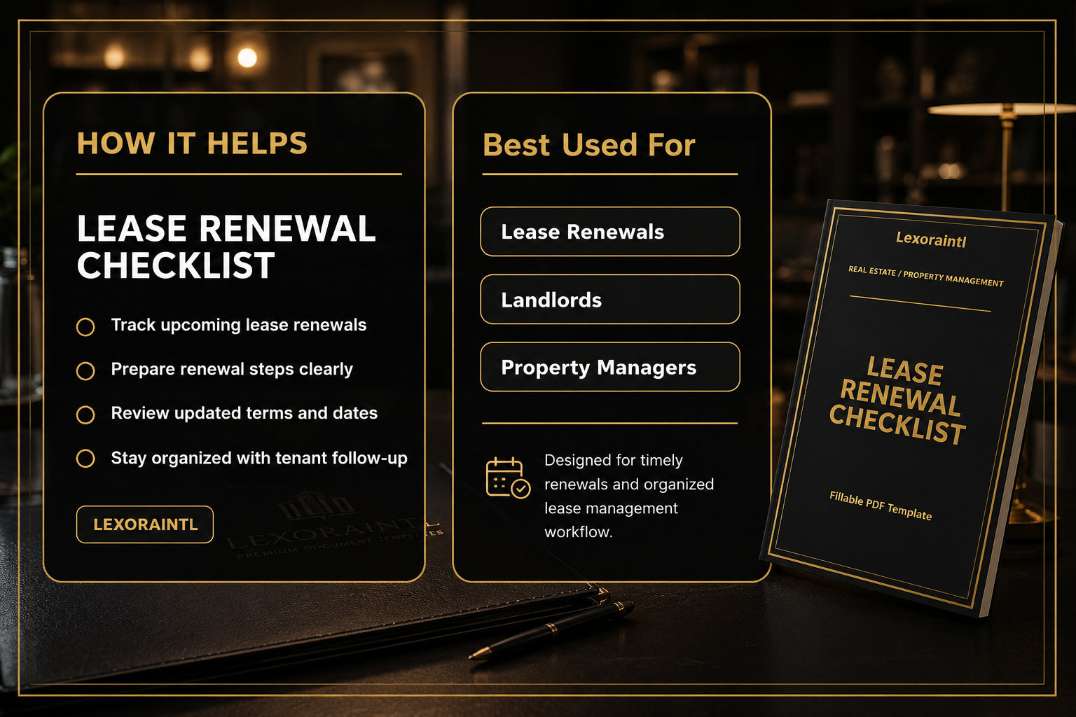 Lease Renewal Checklist Template | Fillable PDF for Landlords & Property Managers