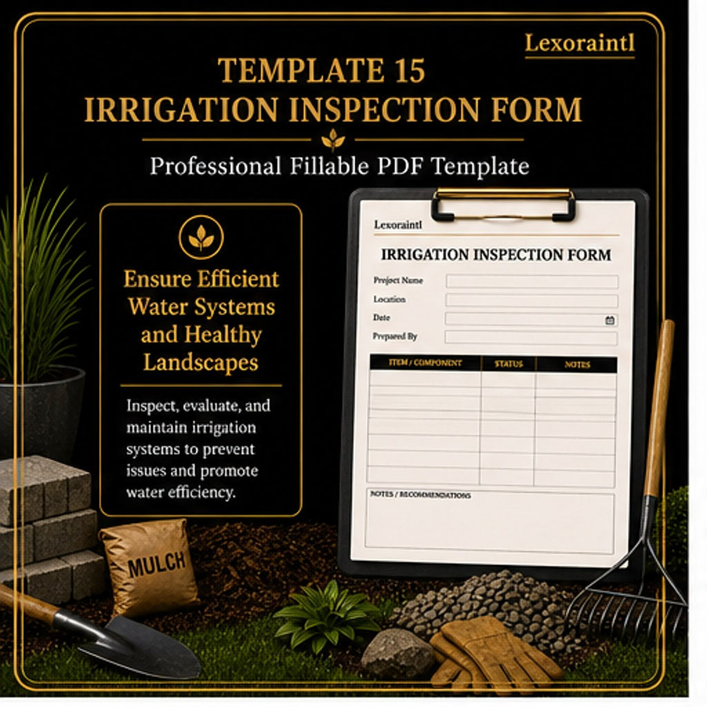 Irrigation Inspection Form Template – Fillable PDF