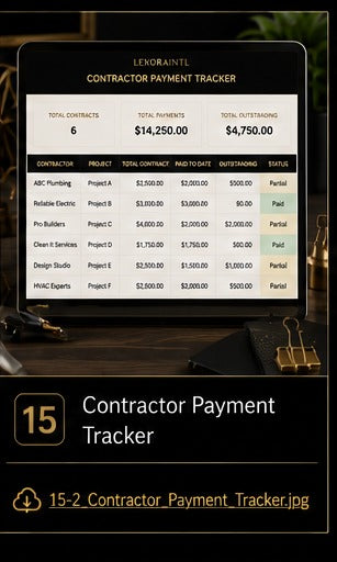 Contractor Payment Tracker Template | Fillable Small Business Finance PDF