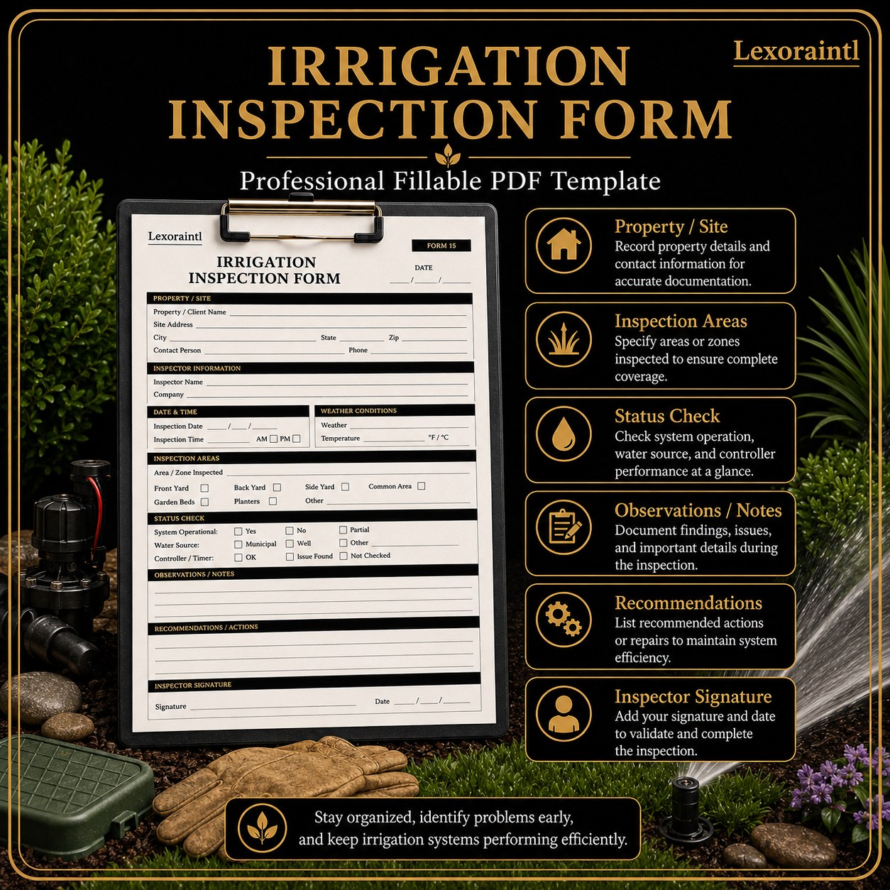 Irrigation Inspection Form Template – Fillable PDF