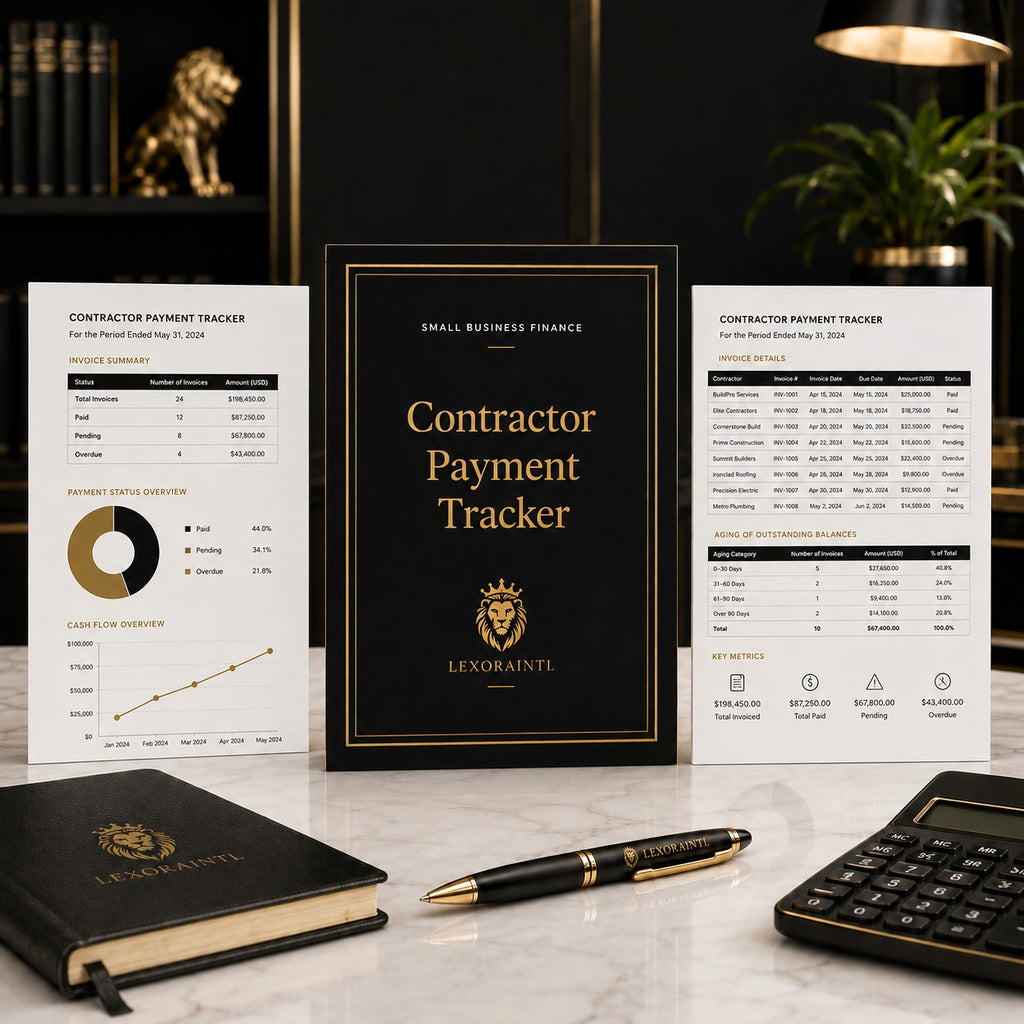 Contractor Payment Tracker Template | Fillable Small Business Finance PDF