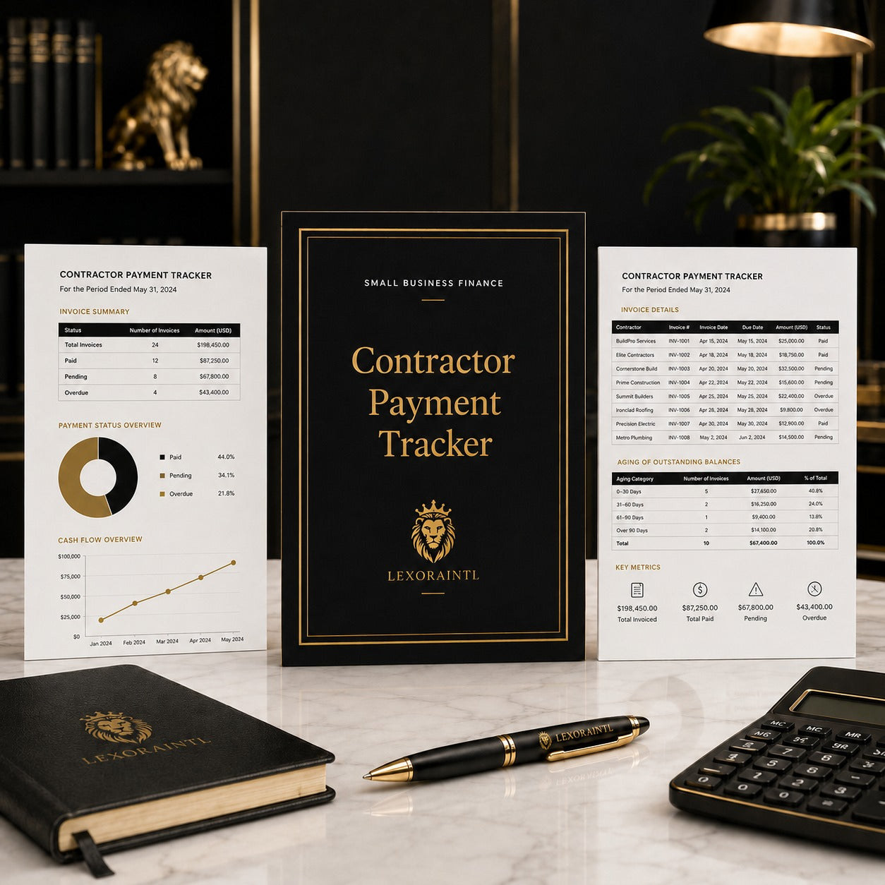 Contractor Payment Tracker Template | Fillable Small Business Finance PDF