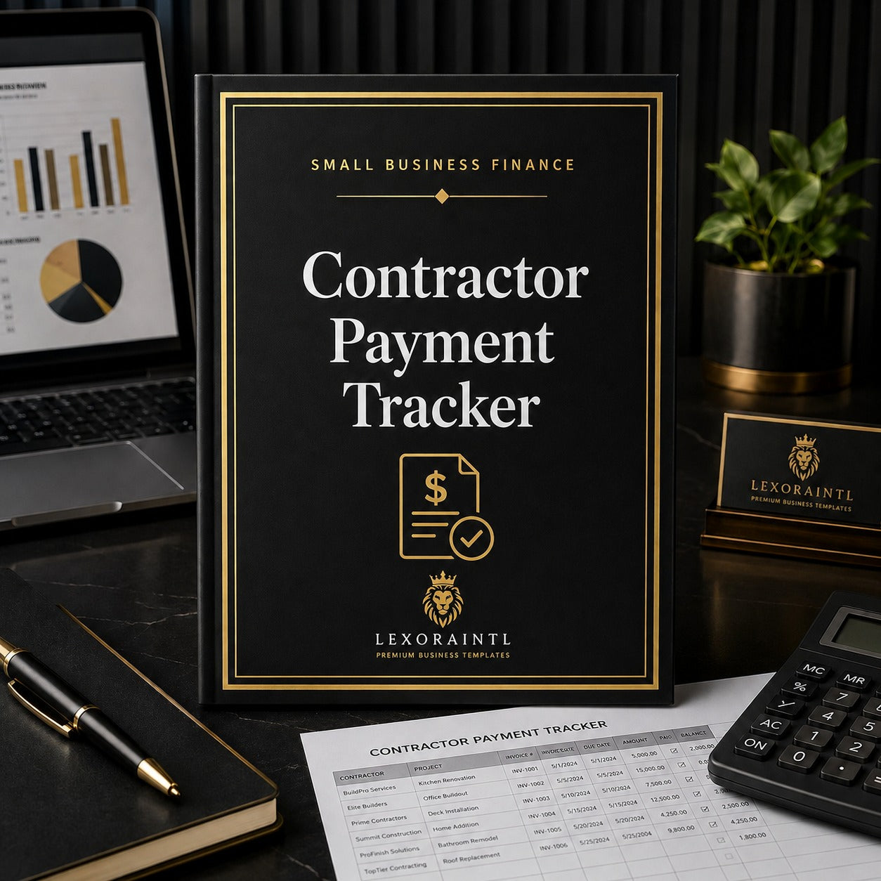 Contractor Payment Tracker Template | Fillable Small Business Finance PDF