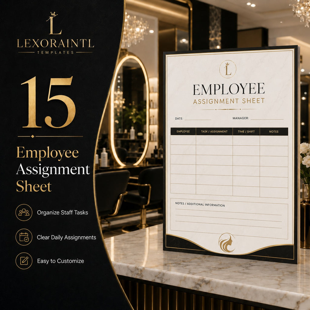 Employee Assignment Sheet – Fillable PDF + Excel | Lexoraintl Salon Business Template