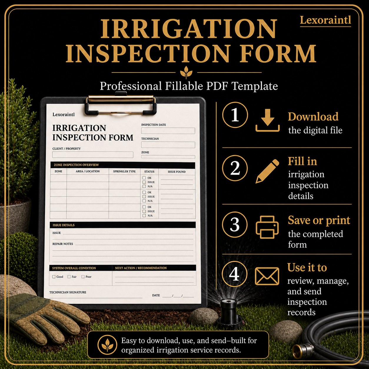 Irrigation Inspection Form Template – Fillable PDF