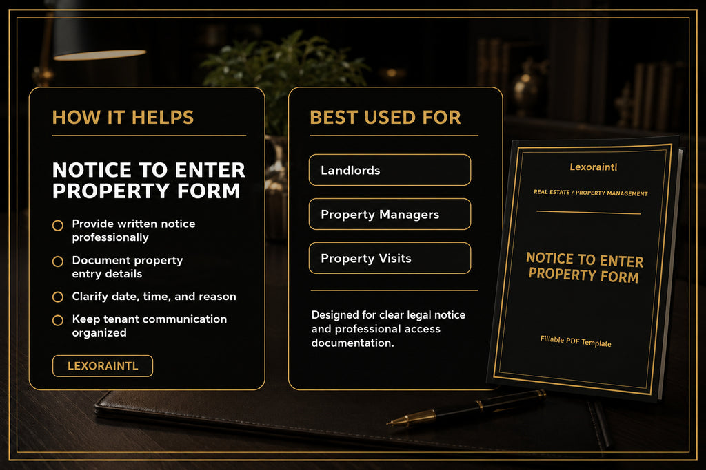 Notice to Enter Property Form Template | Fillable PDF for Landlords & Property Managers