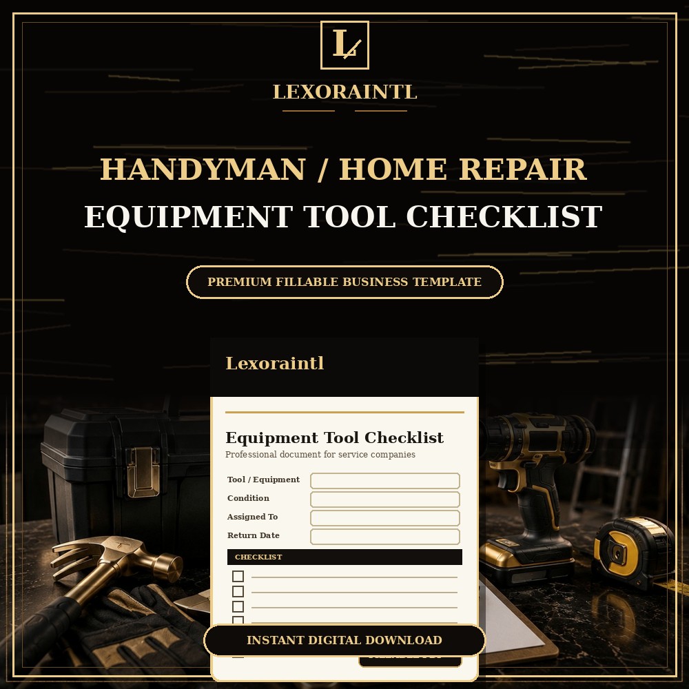 Handyman Equipment / Tool Checklist Template — Fillable PDF