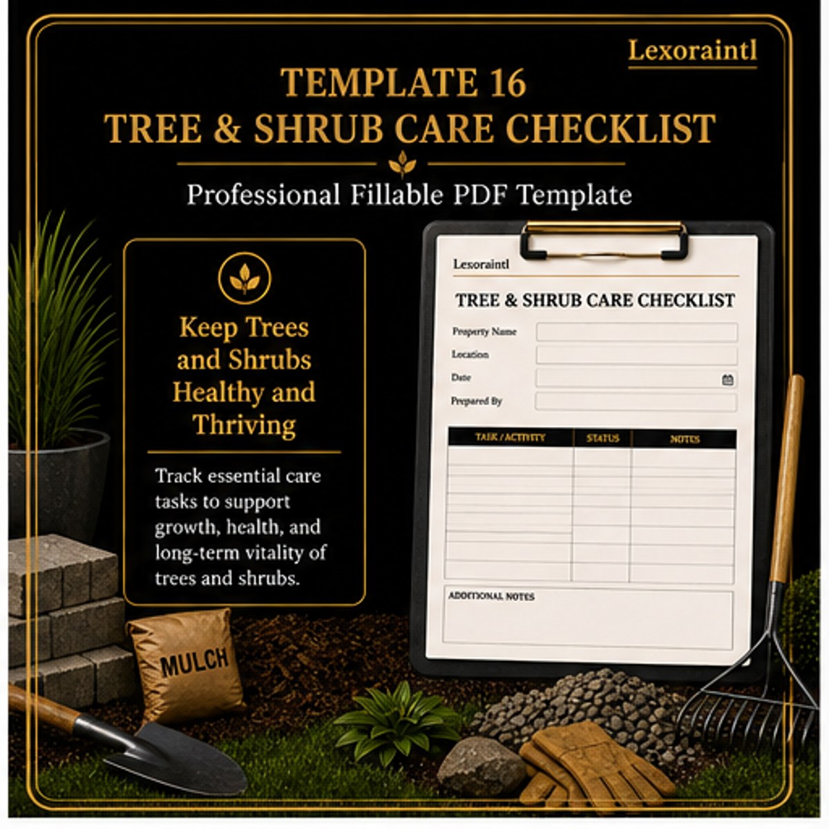 Tree / Shrub Care Checklist Template – Fillable PDF