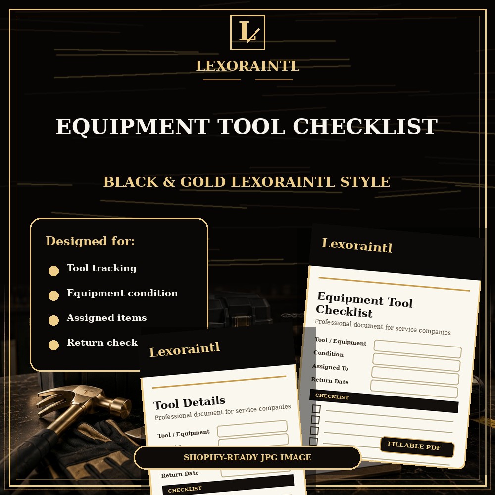 Handyman Equipment / Tool Checklist Template — Fillable PDF