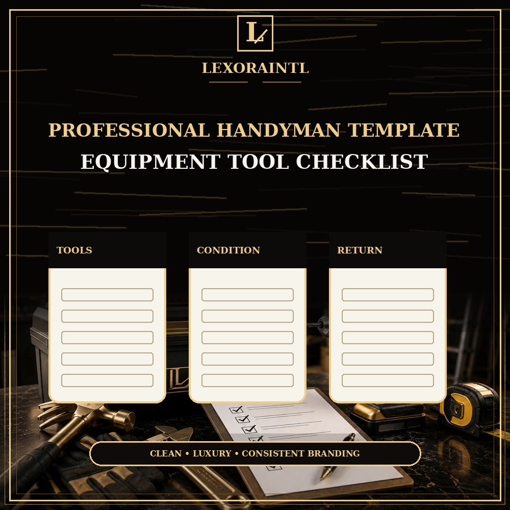 Handyman Equipment / Tool Checklist Template — Fillable PDF