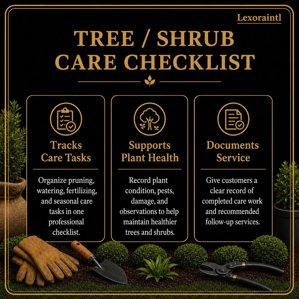 Tree / Shrub Care Checklist Template – Fillable PDF