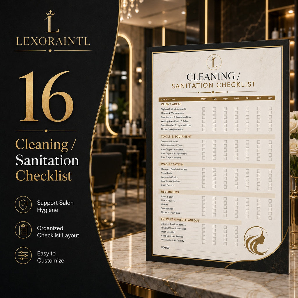 Cleaning / Sanitation Checklist – Fillable PDF | Lexoraintl Salon Business Template