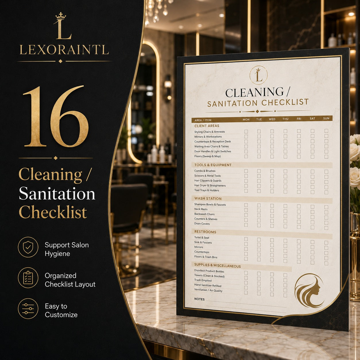 Cleaning / Sanitation Checklist – Fillable PDF | Lexoraintl Salon Business Template