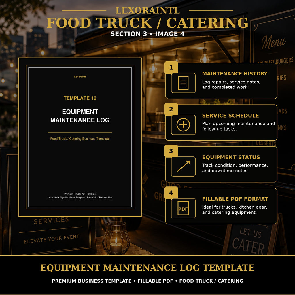 Equipment Maintenance Log Template — Fillable PDF + Excel