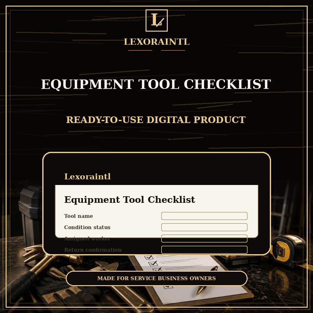 Handyman Equipment / Tool Checklist Template — Fillable PDF