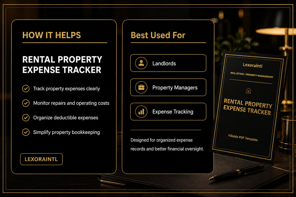 Rental Property Expense Tracker Template | Fillable PDF + Excel for Landlords, Airbnb & Property Managers
