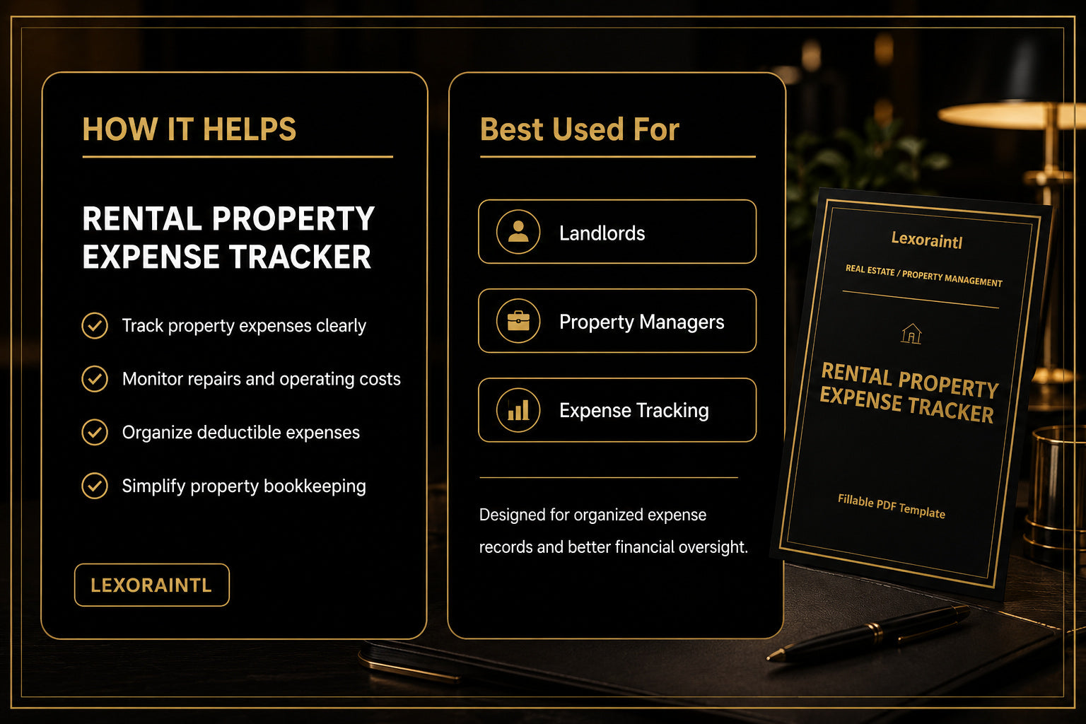 Rental Property Expense Tracker Template | Fillable PDF + Excel for Landlords, Airbnb & Property Managers