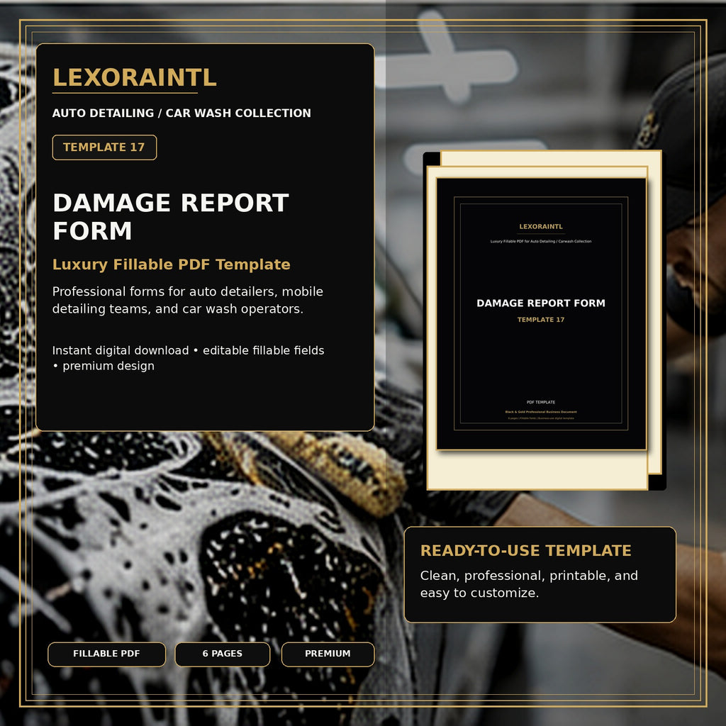 Auto Detailing Damage Report Form Template – Fillable PDF