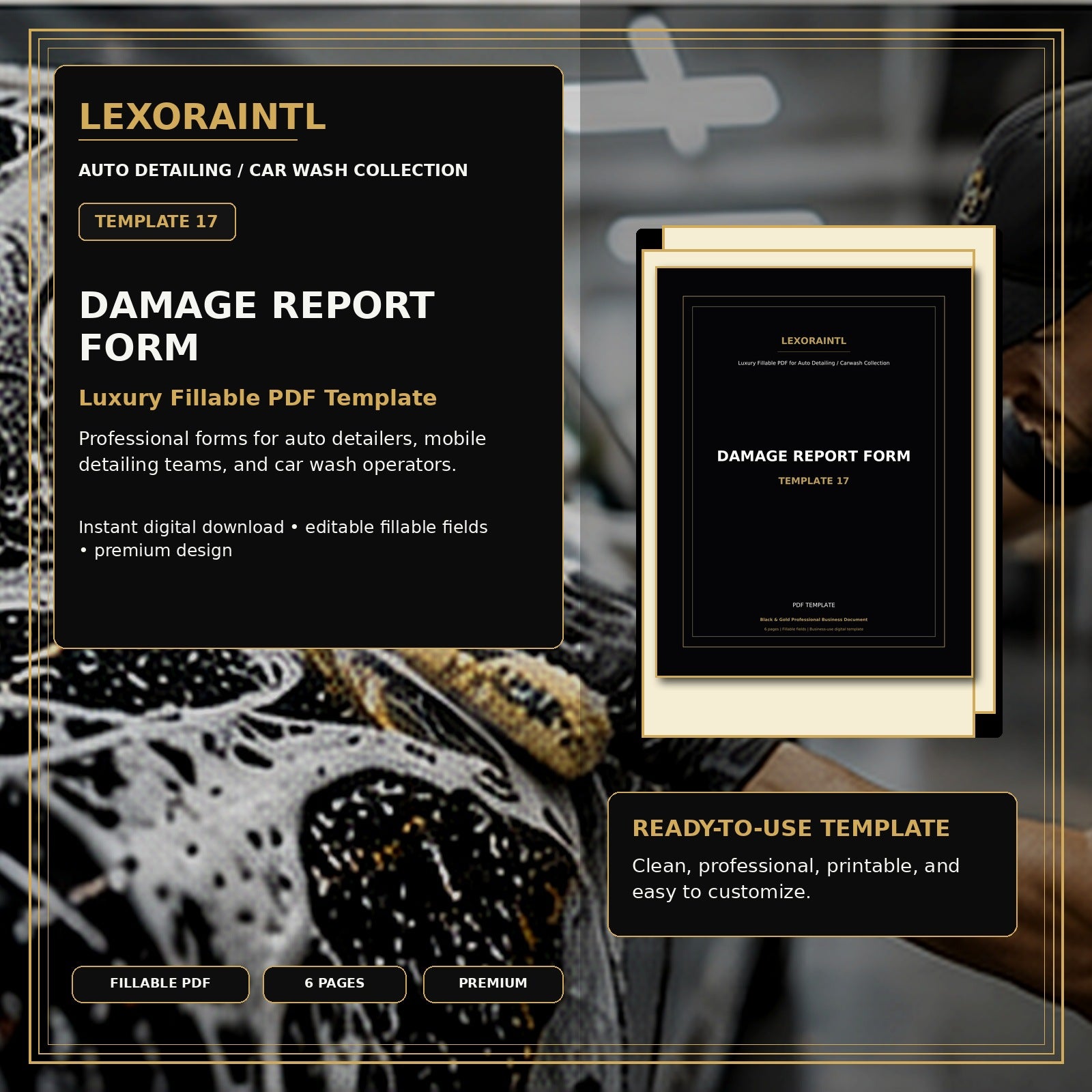 Auto Detailing Damage Report Form Template – Fillable PDF