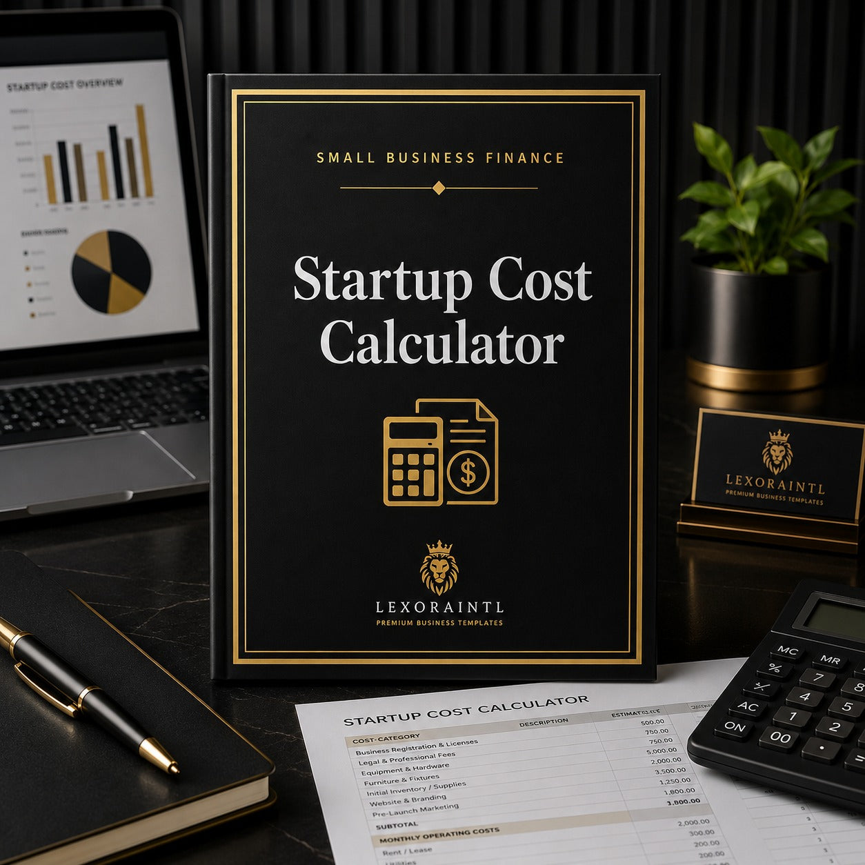 Startup Cost Calculator Template | Fillable Small Business Finance PDF