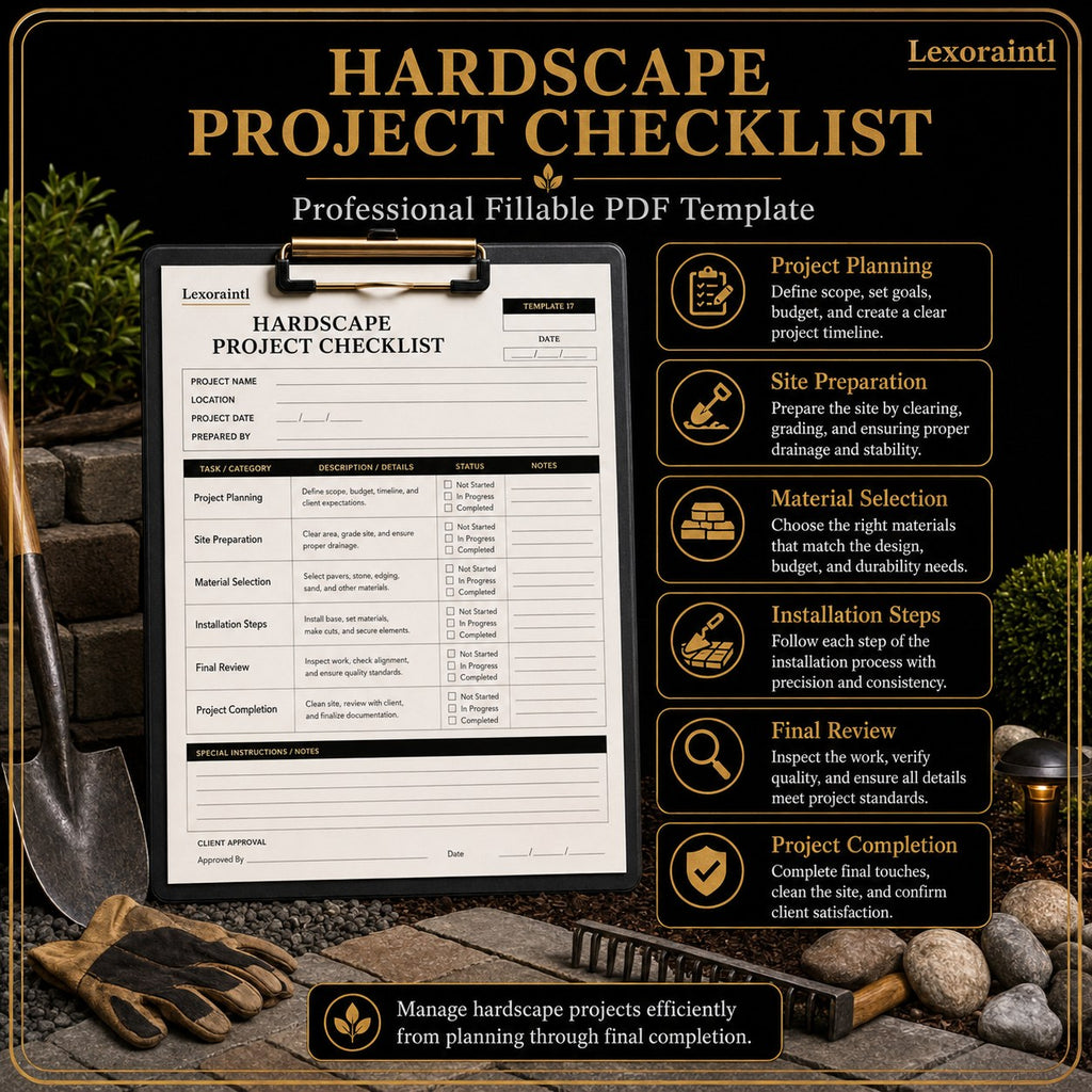 Hardscape Project Checklist Template – Fillable PDF