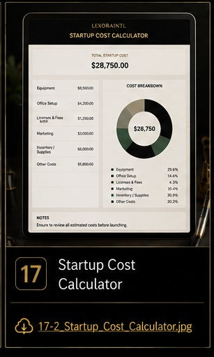 Startup Cost Calculator Template | Fillable Small Business Finance PDF