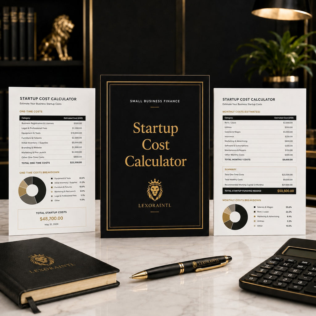 Startup Cost Calculator Template | Fillable Small Business Finance PDF