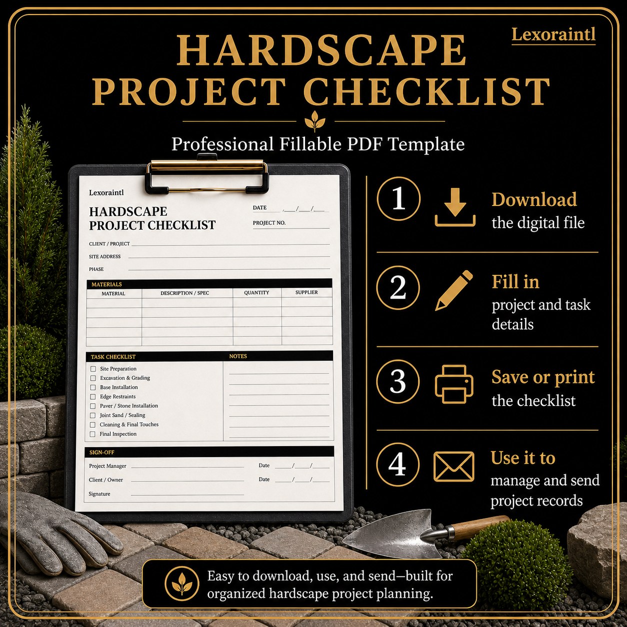 Hardscape Project Checklist Template – Fillable PDF