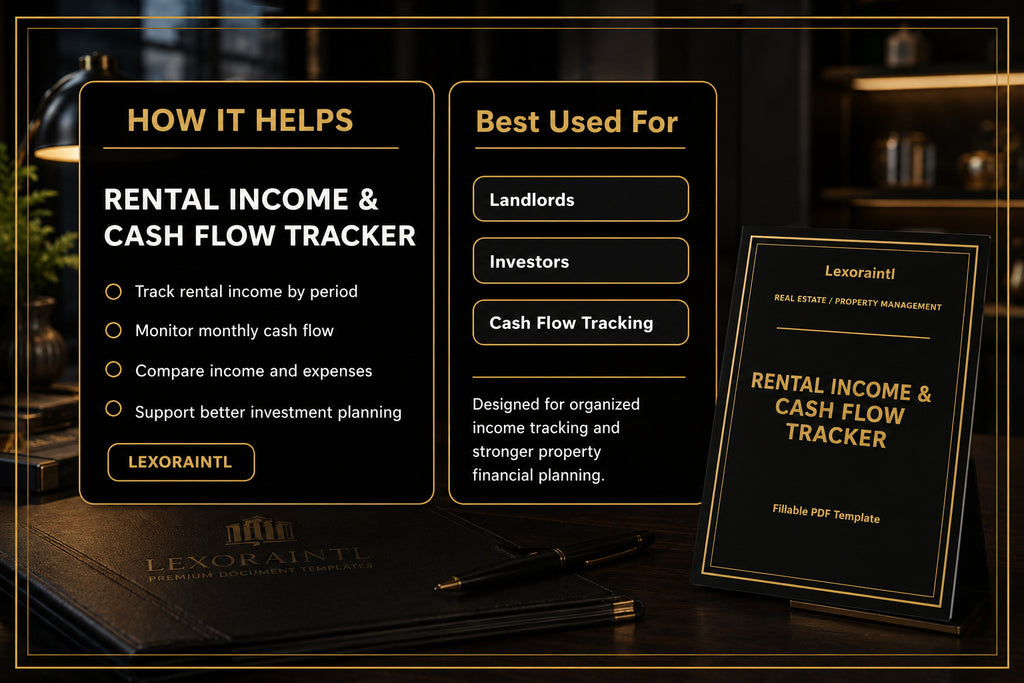 Rental Income & Cash Flow Tracker Template | Fillable PDF + Excel for Landlords, Airbnb & Property Managers