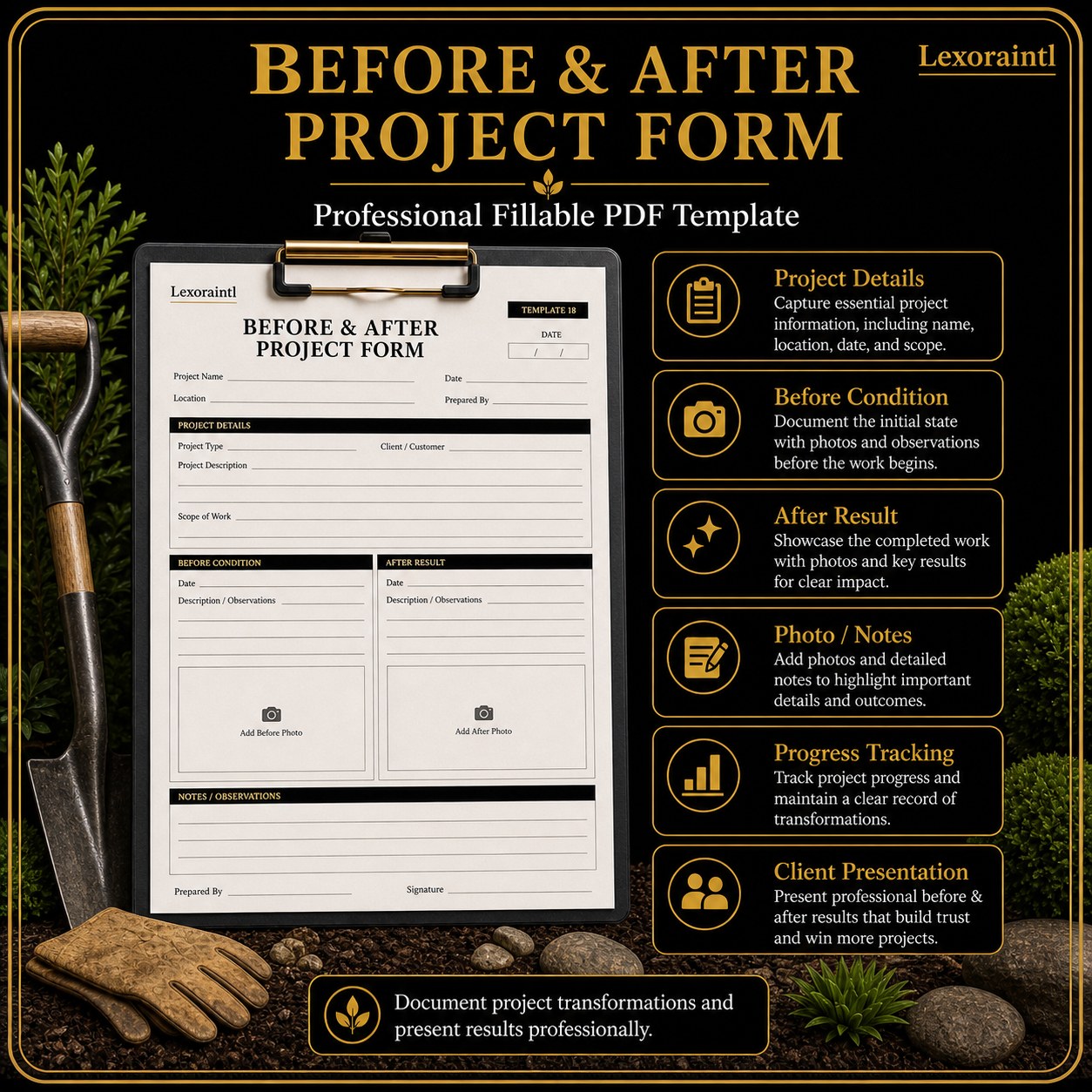 Before & After Project Form Template – Fillable PDF