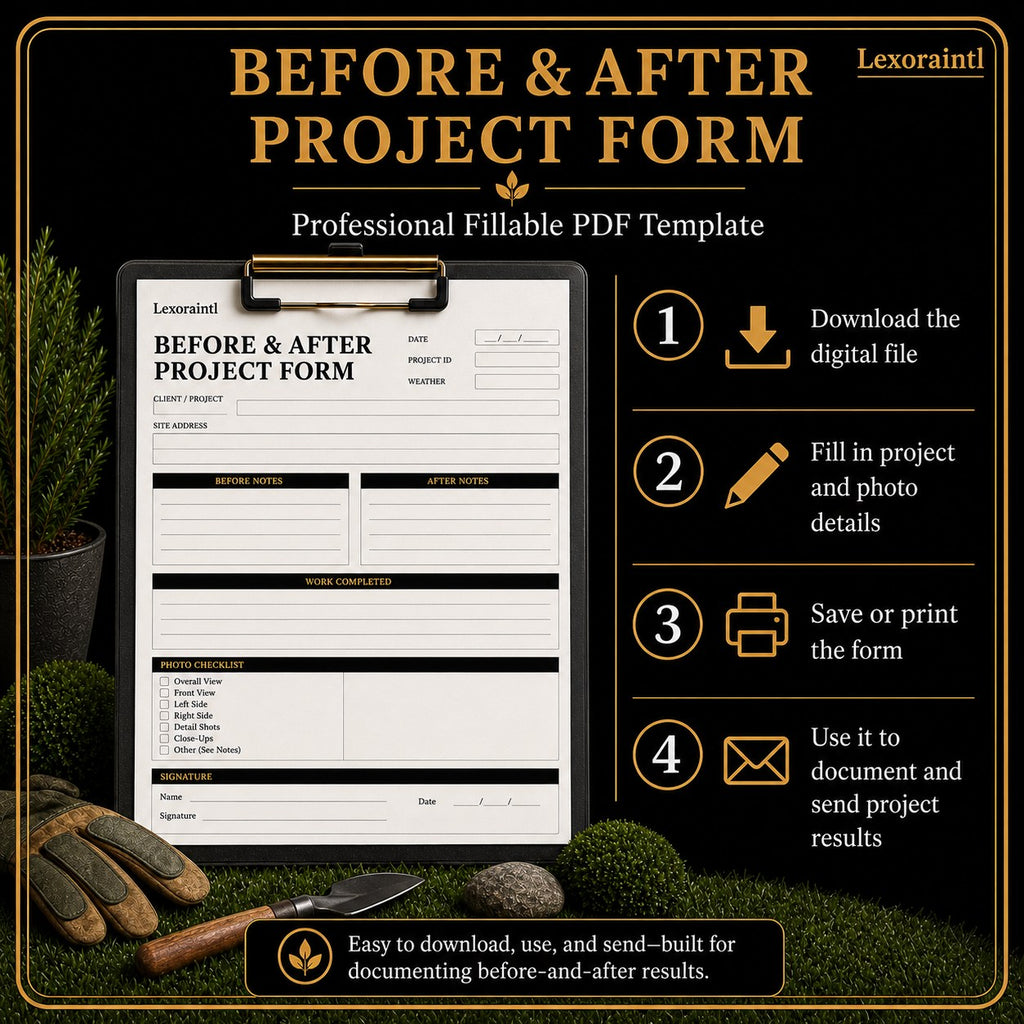 Before & After Project Form Template – Fillable PDF