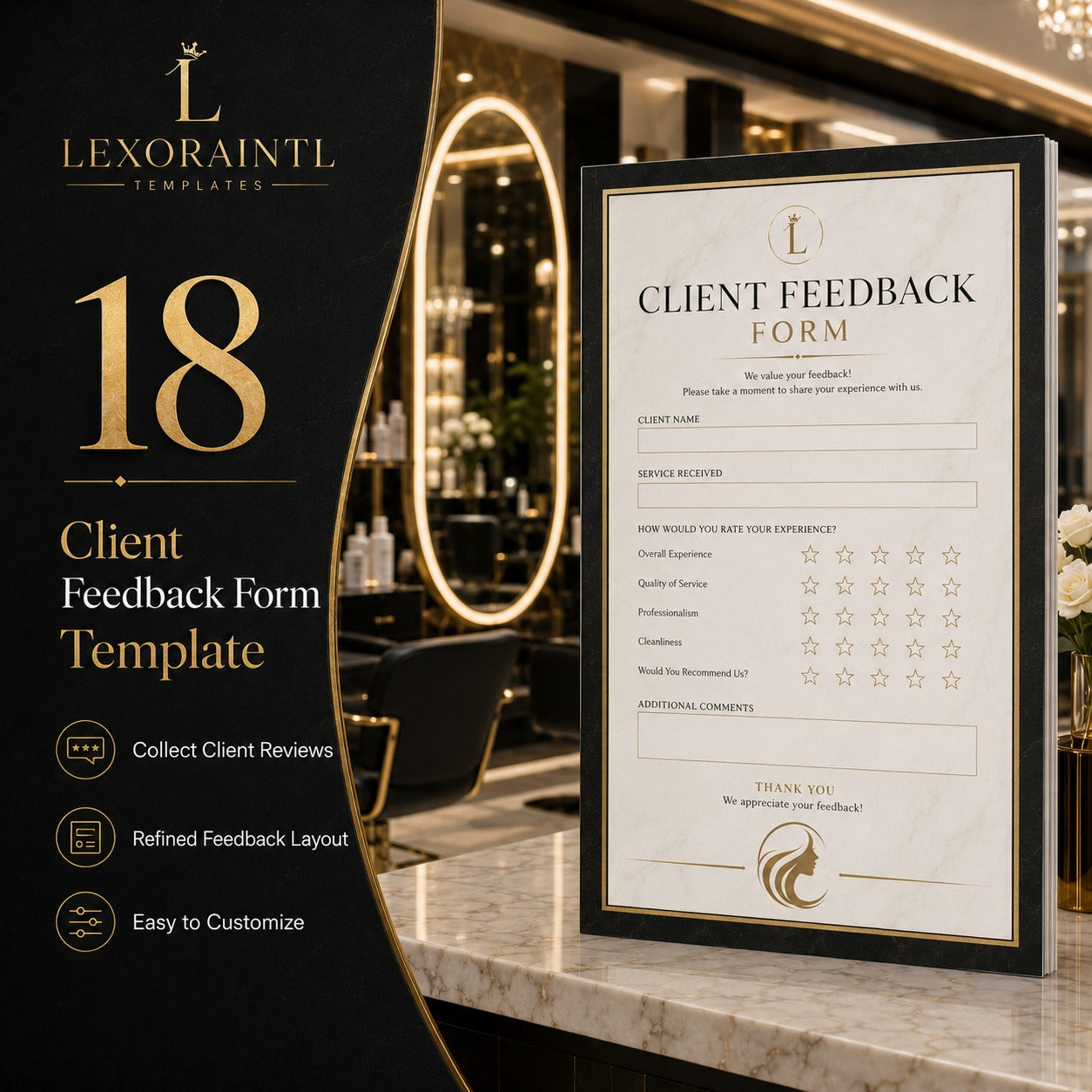 Client Feedback Form – Fillable PDF | Lexoraintl Salon Business Template