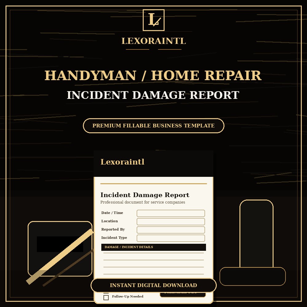 Handyman Incident / Damage Report Template — Fillable PDF