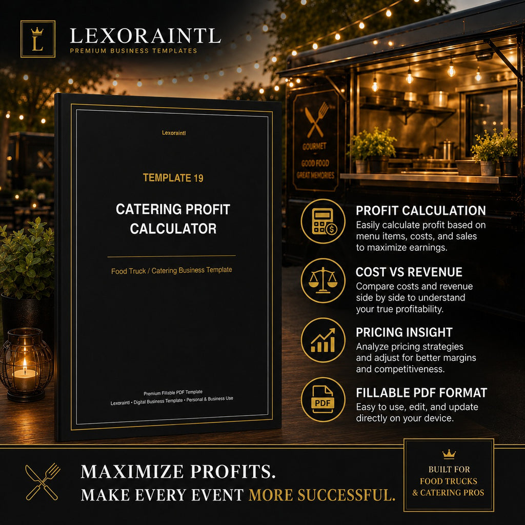 Catering Profit Calculator Template — Fillable PDF + Excel