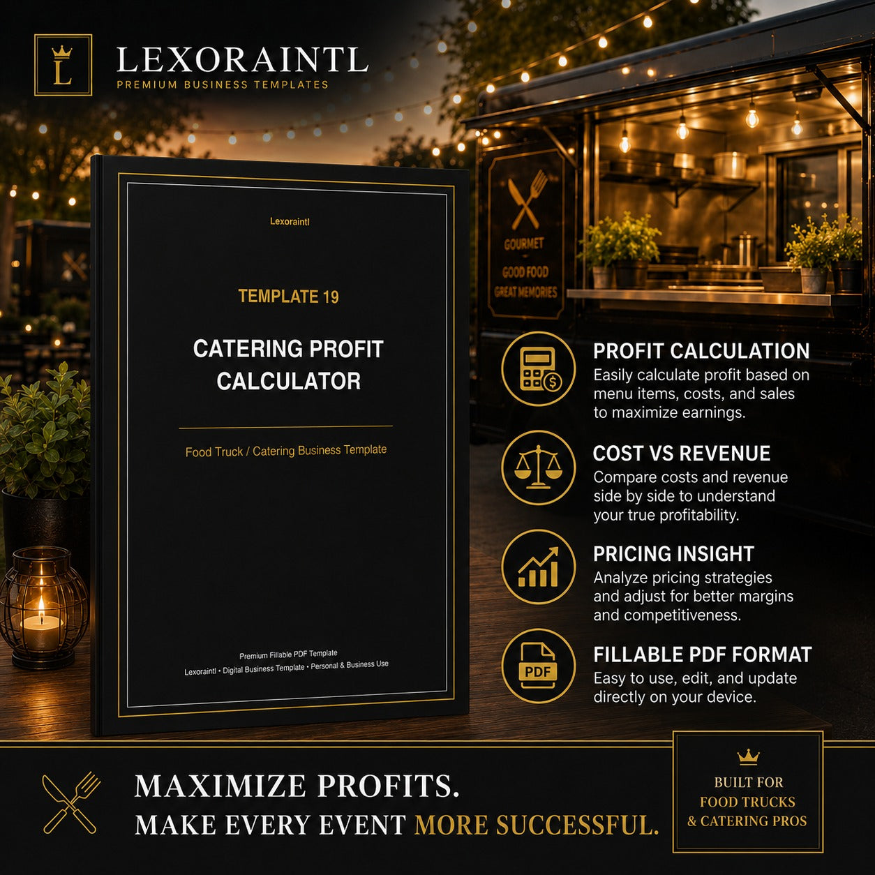 Catering Profit Calculator Template — Fillable PDF + Excel